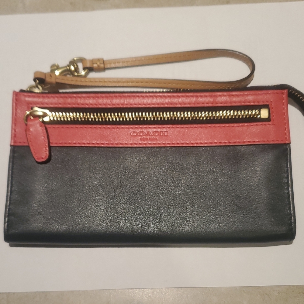 Coach Navy and Redish/Orangish Wristlet